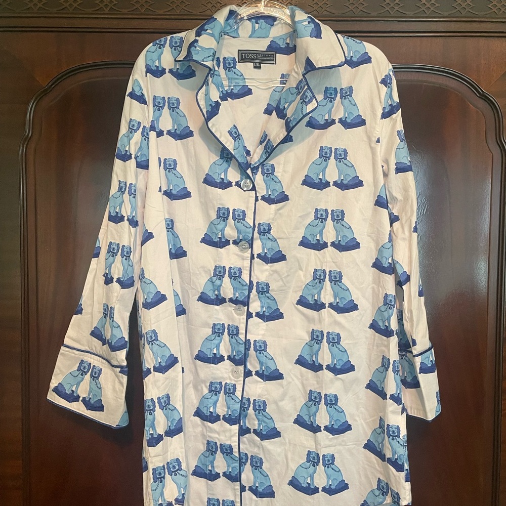 Blue and White Pajama Set